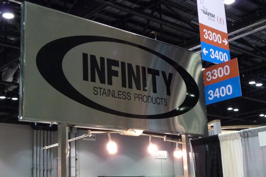 image of infinity stainless logo at NAFEM trade show booth