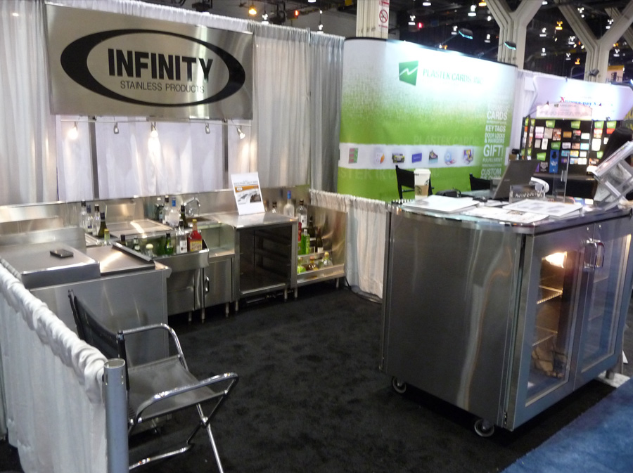 image of infinity stainless trade show booth showing various underbar equipment
