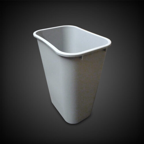 image of tall gray plastic trash can