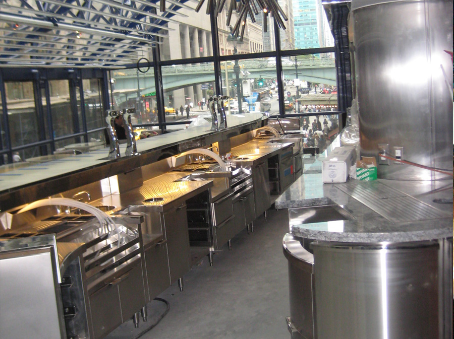 Image of various custom stainless steel backbar equipment at Grand Hyatt manhattan
