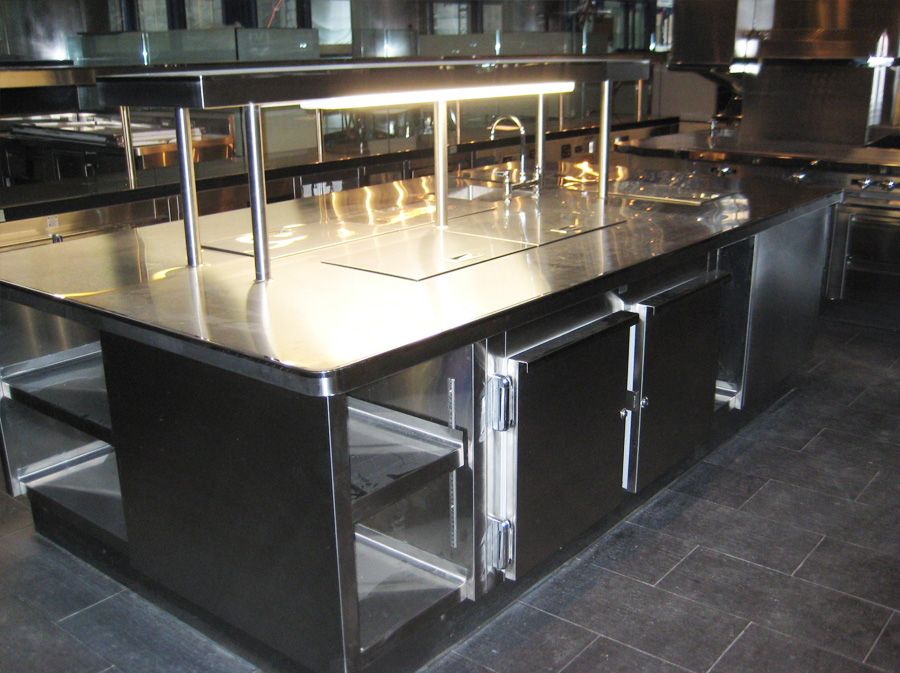 image of custom stainless steel backbar refrigerator with pass thru, two doors at Grand Hyatt Manhattan