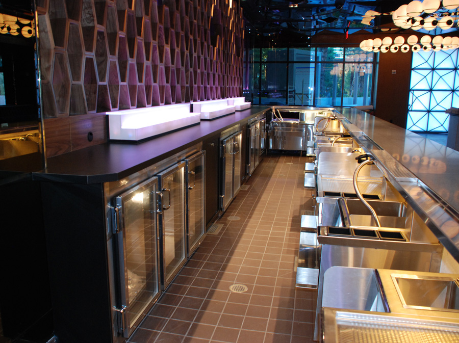image of bar at Johnny Small's in Las Vegas showing backbar refrigerators and equipment