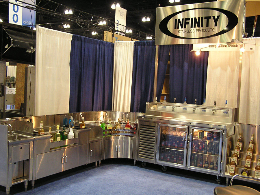 image of trade show booth showing various infinity stainless steel equipment