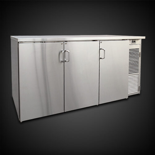 image of stainless steel 32 inch high backbar equipment showing 3 doors on front