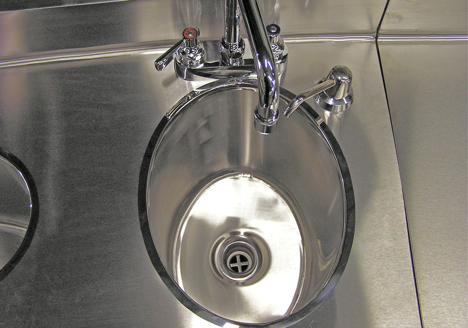image of stainless steel sink shown from above