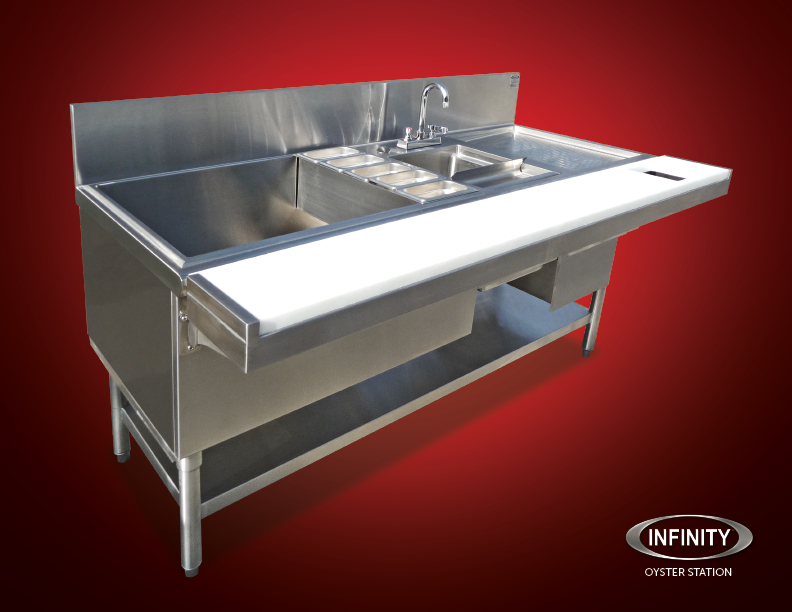 Oyster Station image on red gradient background