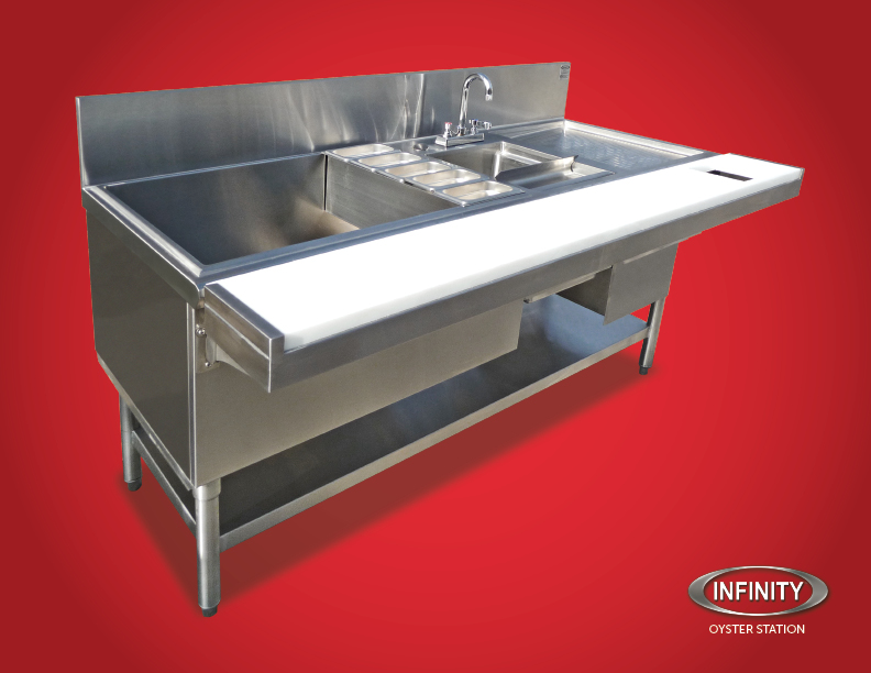 Oyster Station image on red background