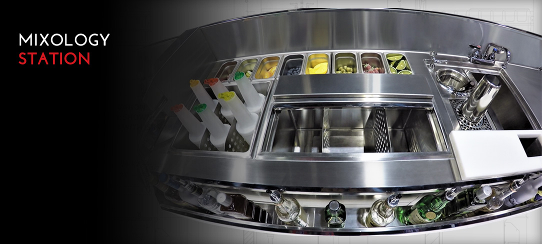 Infinity stainless mixology station showing top view