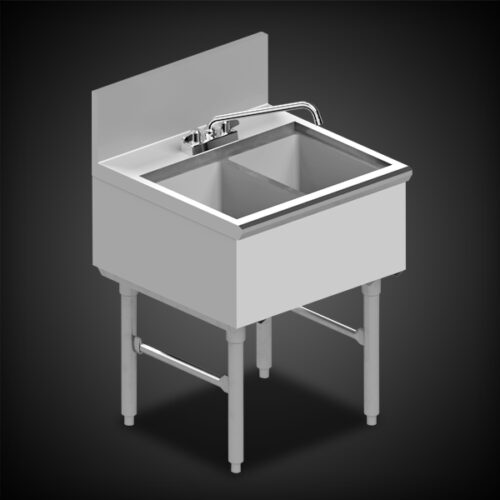 image of stainless steel two compartment sink equipment